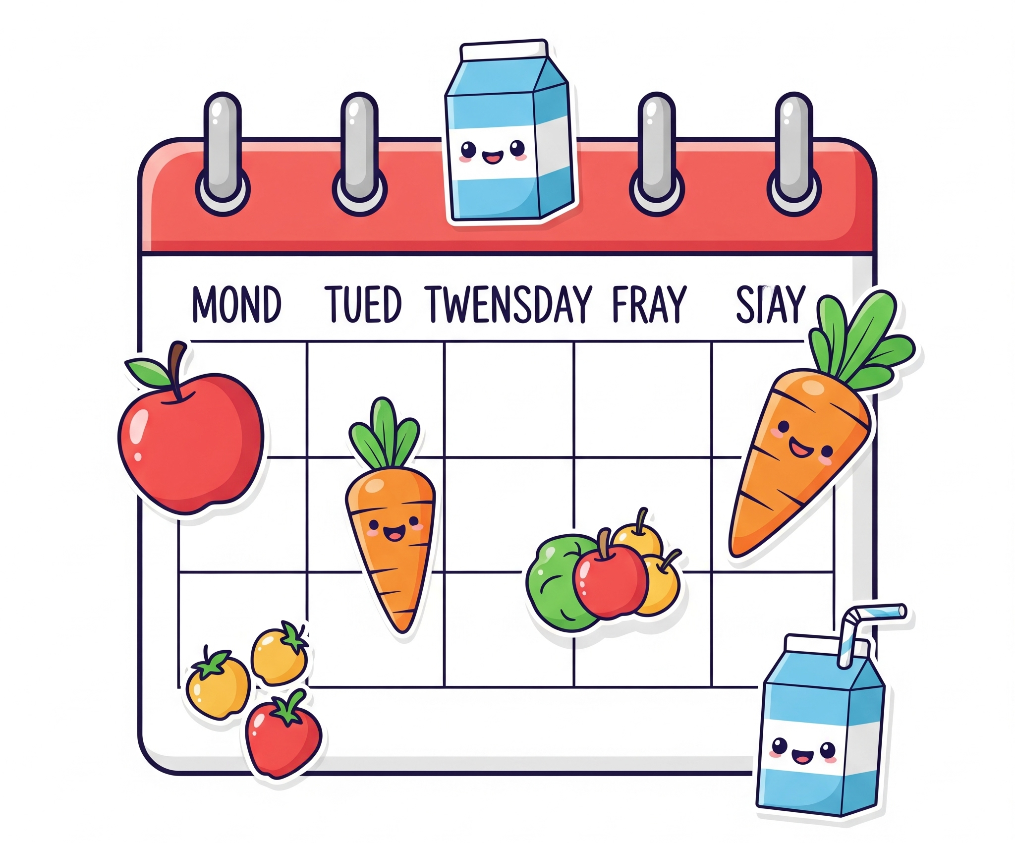Tiny Paths weekly meal and snack calendar